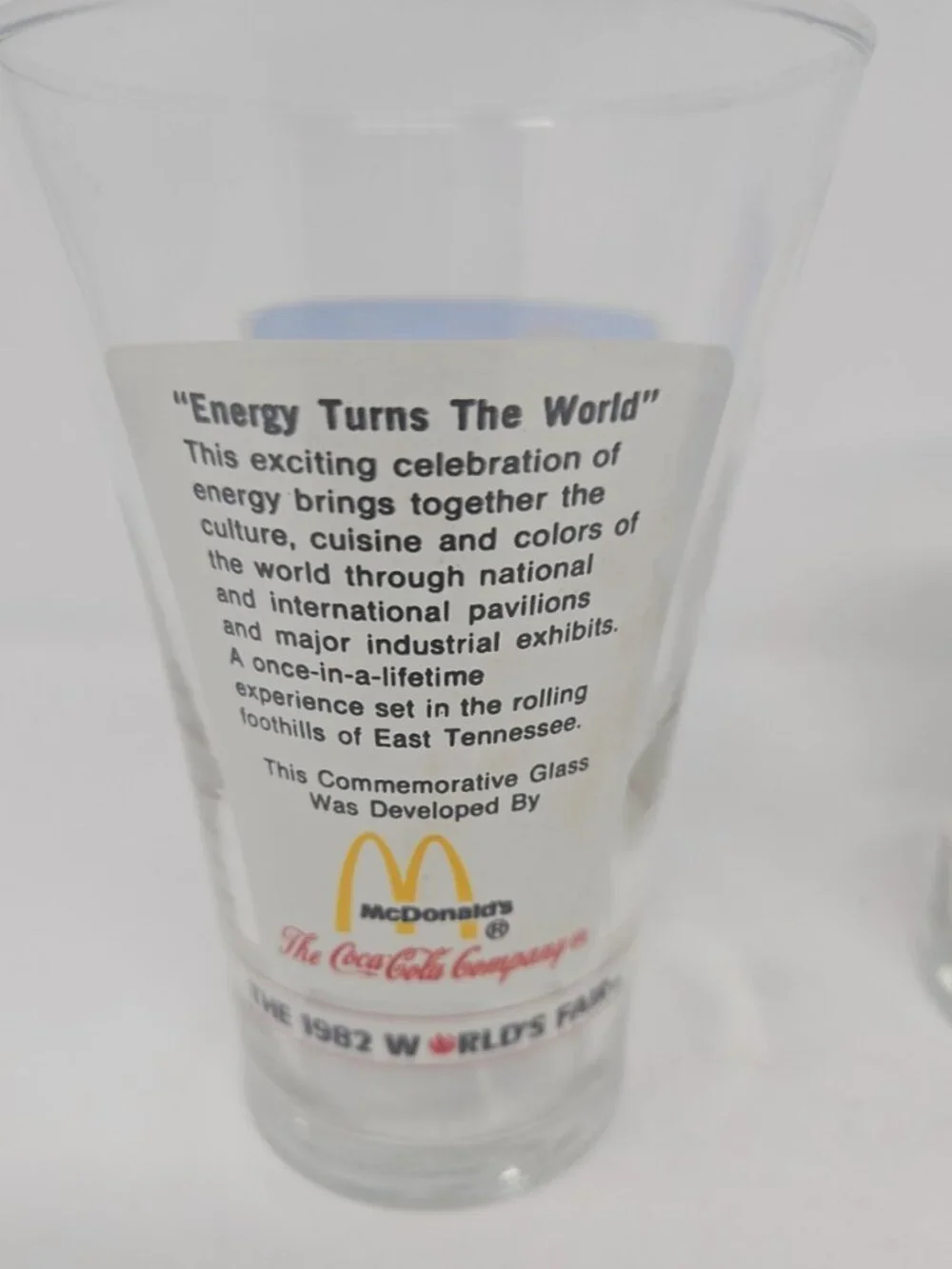2 Vintage 1982 World's Fair McDonalds Commemorative Glasses Knoxville Tennessee